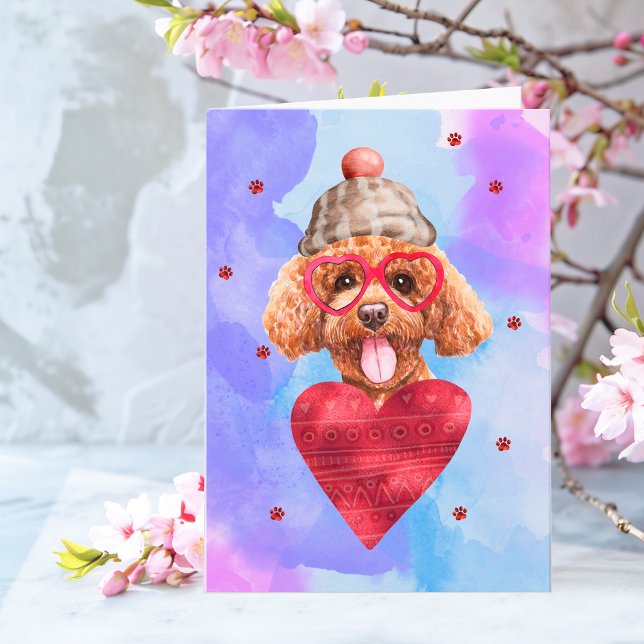 Blue Purple Poodle Valentine's Day Gift Dog Card (Creator Uploaded)