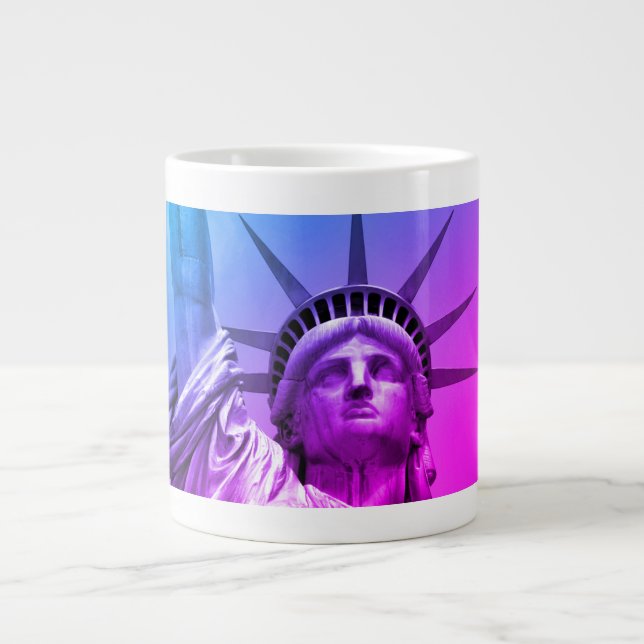 Blue Purple Pop Art Statue of Liberty New York Giant Coffee Mug (Front)