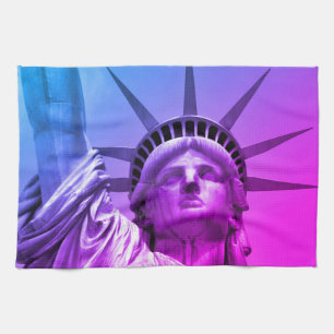 Blue Purple Pop Art Statue of Liberty New York Kitchen Towel