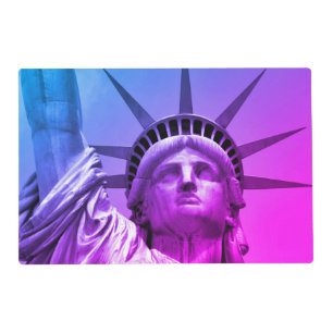 Blue Purple Pop Art Statue of Liberty New York Placemat