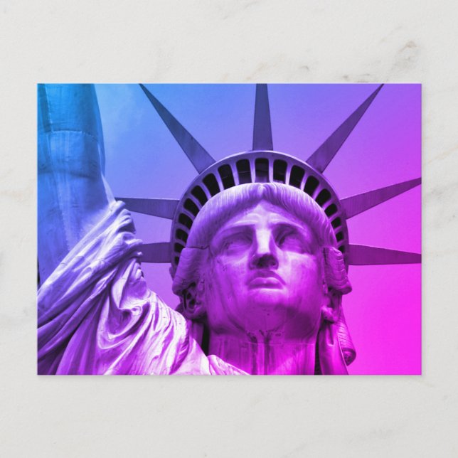 Blue Purple Pop Art Statue of Liberty New York Postcard (Front)