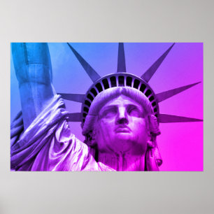 Blue Purple Pop Art Statue of Liberty New York Poster