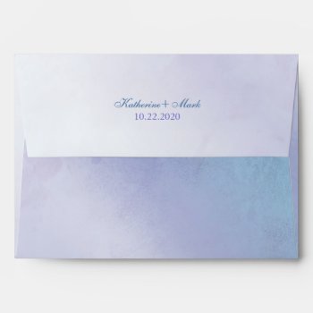 Blue Purple Pre Addressed Wedding Invitation Envelope by BridalHeaven at Zazzle