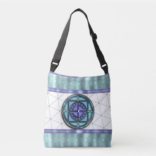 Blue Purple Prismatic Mandala Yin  Yang  Crossbody Bag