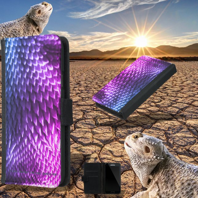 Blue Purple Rainbow Ombré Bearded Dragon Scales Samsung Galaxy Wallet Case (Blue and purple phone wallet featuring the gorgeous skin of Lil' Murph, seen here! Murph approved!!)