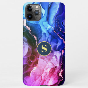 Blue, Purple & Red-Violet Liquid Ink, Monogram Cas iPhone 11Pro Max Case