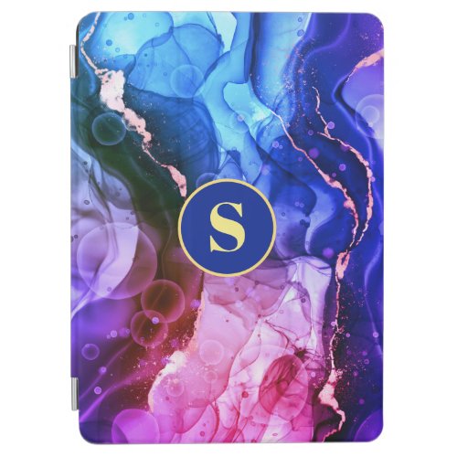 Blue Purple  Red_Violet Liquid Ink Monogram iPad Air Cover