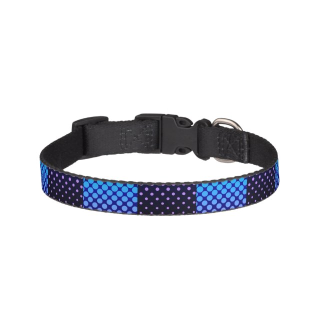 Blue & Purple Retro Halftone Pattern Pet Collar (Front)
