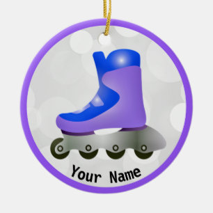 Blue Purple Rollerblade Skate Design Ceramic Ornament