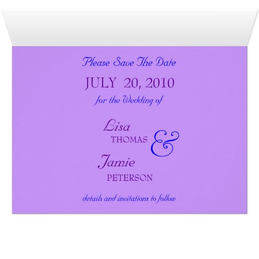 Blue Purple Rose Save The Date (Inside Horizontal (Bottom))