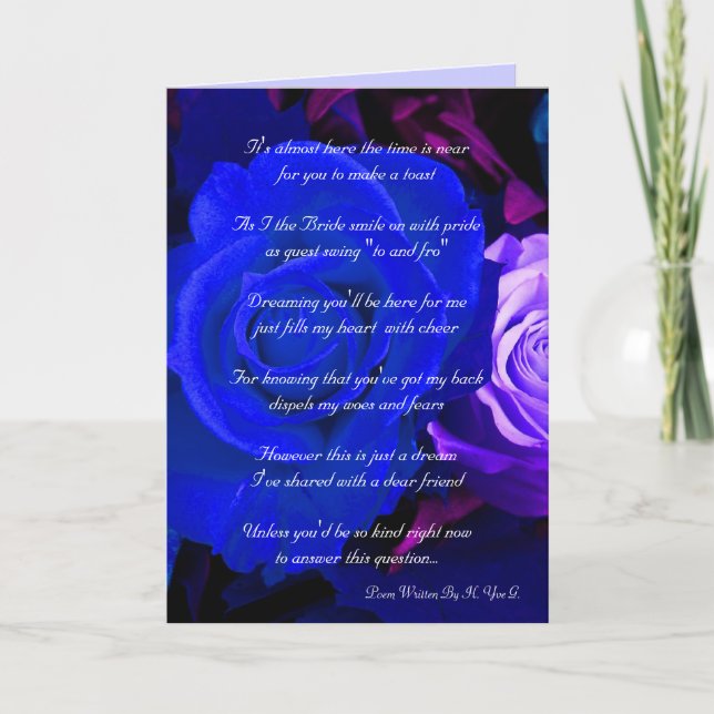 Blue Purple Rose Will You Be My Bridesmaid Invitation (Front)