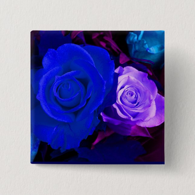 Blue Purple Roses Button - Customizable (Front)