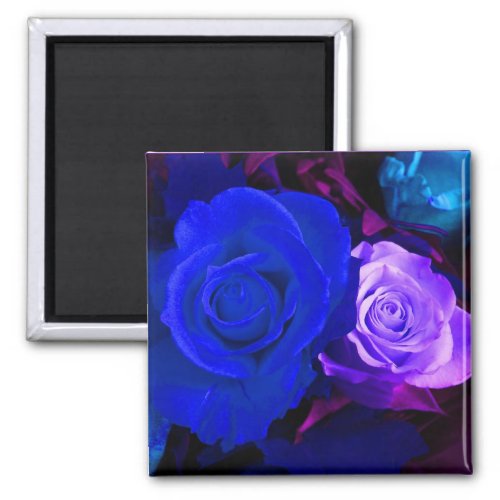 Blue Purple Roses Magnet _ Customizable
