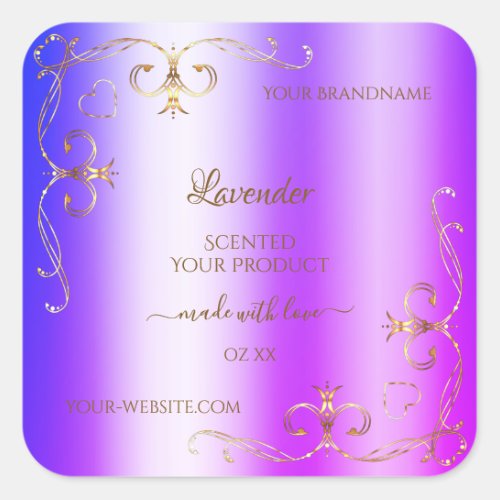 Blue Purple Shimmery Gold Ornate Product Labels