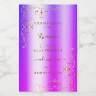 Blue Purple Shimmery Gold Ornate Product Labels