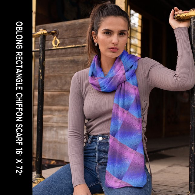 Blue & Purple Shiny Look Abstract Pattern Long Scarf (Blue & Purple Shiny Look Abstract Pattern Long Scarf)