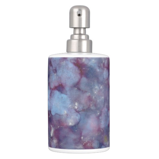 Blue, Purple, Silver Abstract Bath Set (Front)