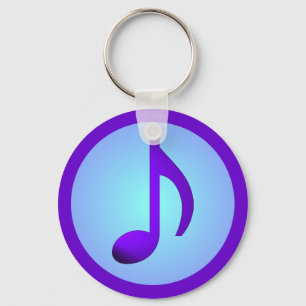 Blue Purple Single Elegant Music Note Keychain