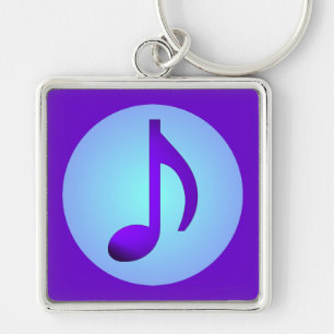 Blue Purple Single Simply Elegant Music Note Keychain