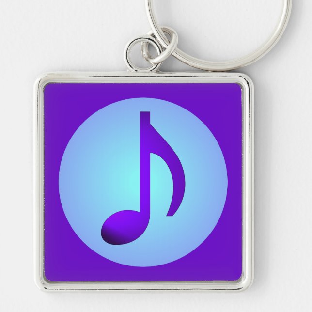 Blue Purple Single Simply Elegant Music Note Keychain (Front)