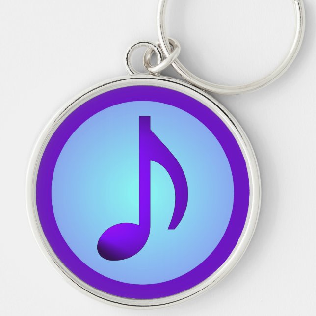 Blue Purple Single Simply Elegant Music Note Keychain (Front)