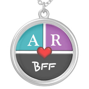 Blue & Purple Slice Round BFF Friendship Necklace