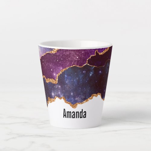 Blue  Purple Space  Stars Modern Agate Latte Mug