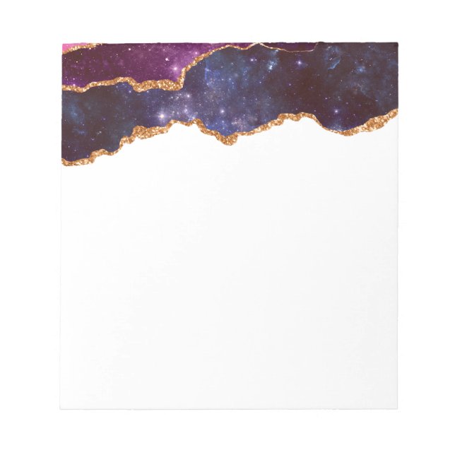 Blue & Purple Space & Stars Modern Agate Notepad (Front)