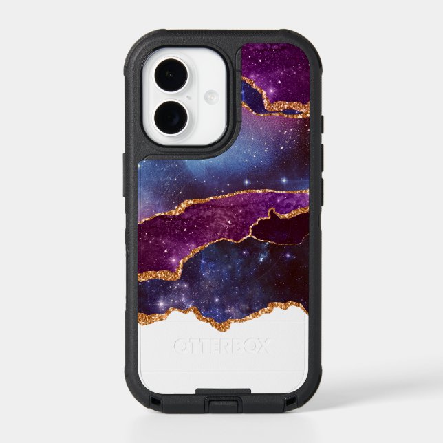 Blue & Purple Space & Stars Modern Agate Otterbox iPhone Case (Back)