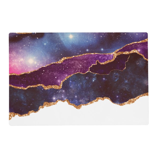 Blue & Purple Space & Stars Modern Agate Placemat (Front)