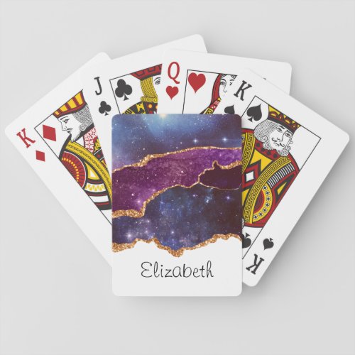 Blue  Purple Space  Stars Modern Agate Poker Cards