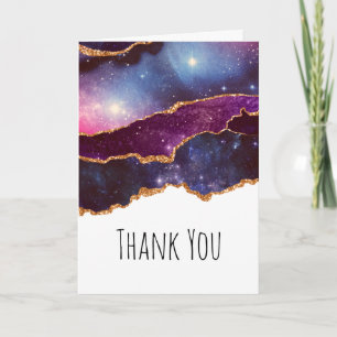 Blue & Purple Space & Stars Modern Agate Thank You Card