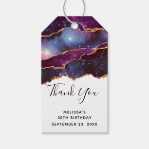 Blue & Purple Space & Stars Modern Agate Thank You Gift Tags