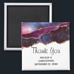 Blue & Purple Space & Stars Modern Agate Wedding Magnet<br><div class="desc">A wedding magnet with an abstract design with blue and purple layers with faux gold foil ribbons in between.</div>