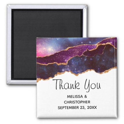 Blue  Purple Space  Stars Modern Agate Wedding Magnet