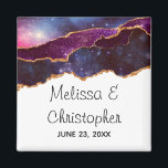 Blue & Purple Space & Stars Modern Agate Wedding Magnet<br><div class="desc">A wedding magnet with an abstract design with blue and purple layers with faux gold foil ribbons in between.</div>