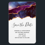 Blue & Purple Space & Stars Wedding Save The Date Magnet<br><div class="desc">Wedding save the date magnet with an abstract design with blue and purple layers with a faux gold foil ribbon in between.</div>