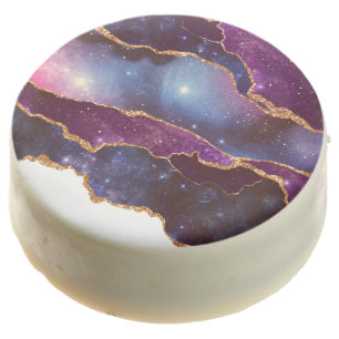 Blue & Purple Space & Stars with Gold Ribbon Chocolate Covered Oreo