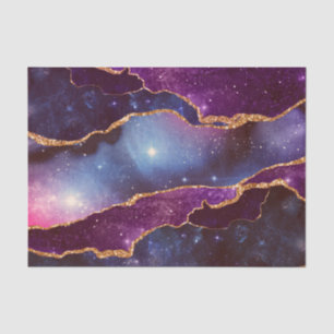 Blue & Purple Space & Stars with Gold Ribbon Tissue Paper