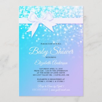 Blue Purple Sparkles Baby Girl Shower Invitation by ModernMatrimony at Zazzle