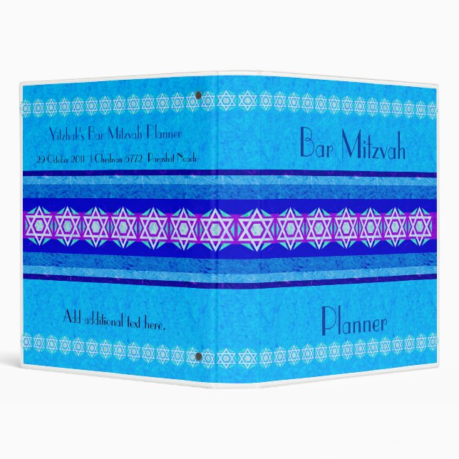 Blue & Purple Star of David Bar Mitzvah Planner Binder (Background)