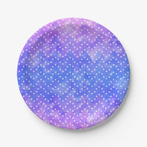 Blue Purple Starry Night Sky Galaxy Watercolor Paper Plates