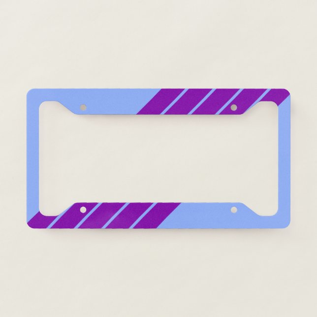 Blue Purple Striped 70s 80s Classic Retro Stripes License Plate Frame (Front)
