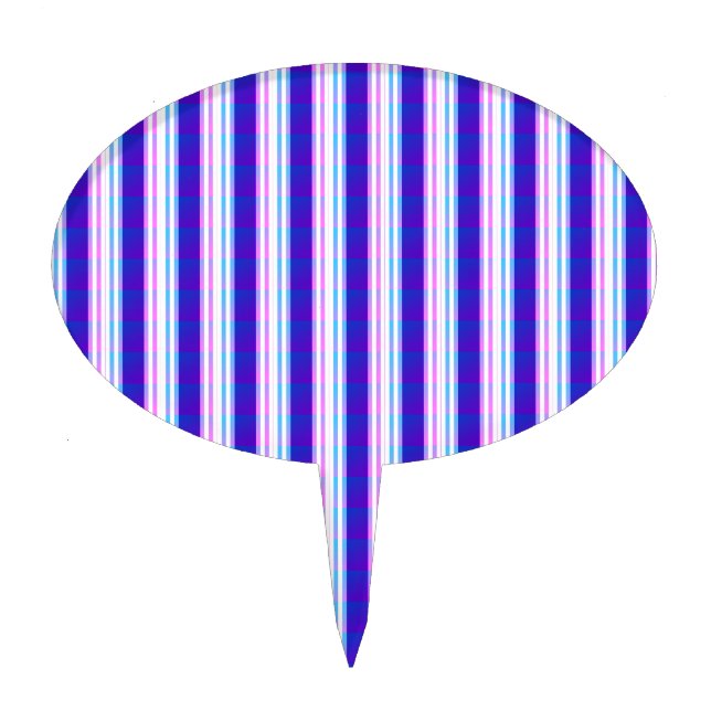 blue & purple striped electric retro  cake topper (Front)