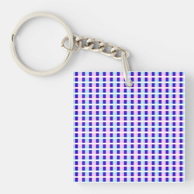 blue & purple striped electric retro  keychain (Front)