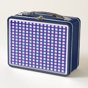 blue & purple striped electric retro metal lunch box