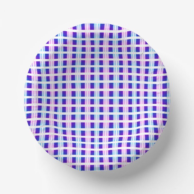 blue & purple striped electric retro  paper bowls (Front)