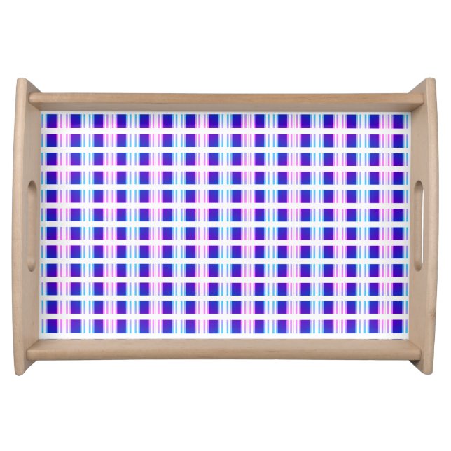 blue & purple striped electric retro  serving tray (Front)