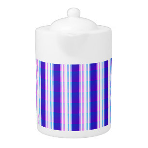 blue & purple striped electric retro  teapot