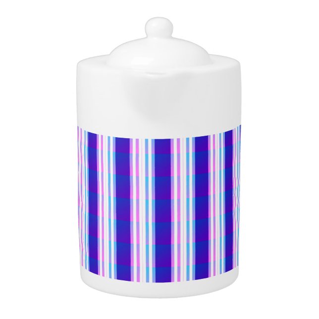 blue & purple striped electric retro  teapot (Front)